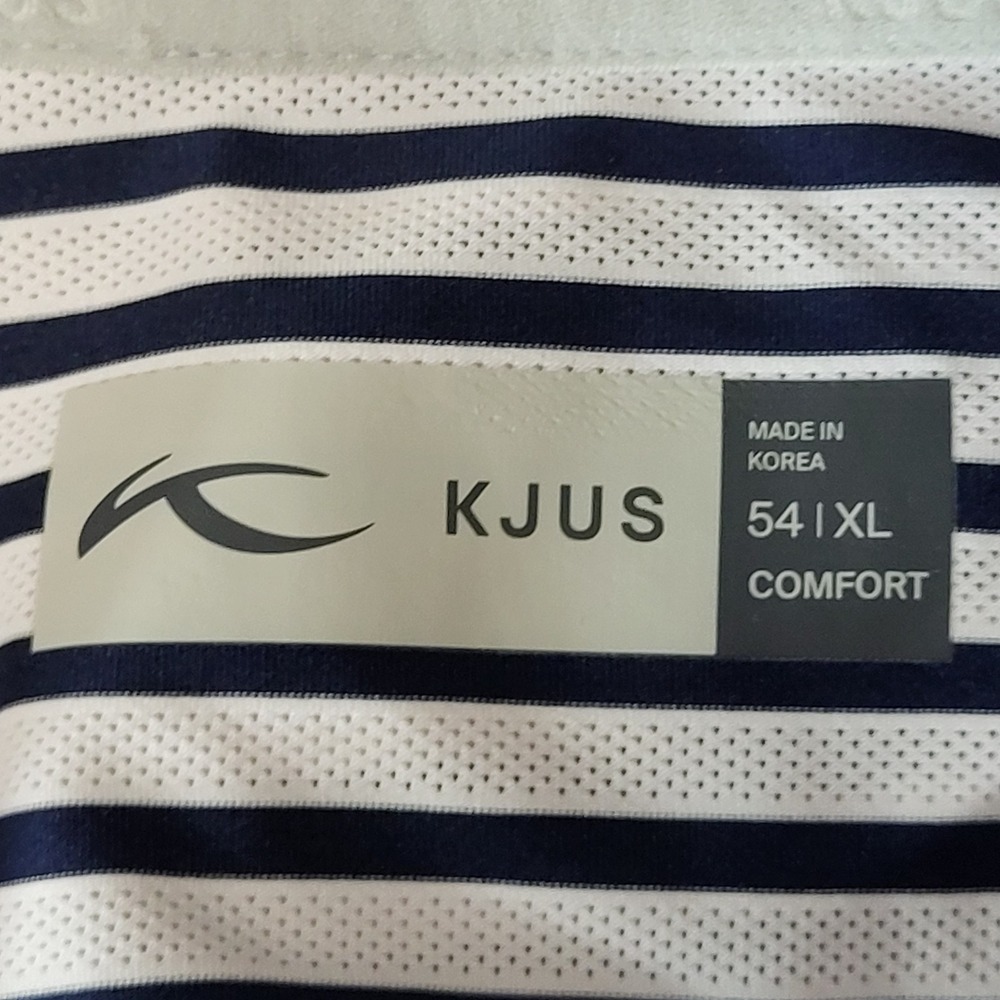 KJUS Luis Stripe Polo Shirt Mens XL Blue White MG60-F00 Short Sleeve Golf - Picture 2 of 16